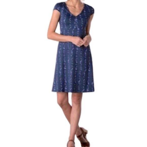 Toad & Co. Women’s Rosemarie Printed Tencel Blend Dress Small Navy Blue - Picture 1 of 14